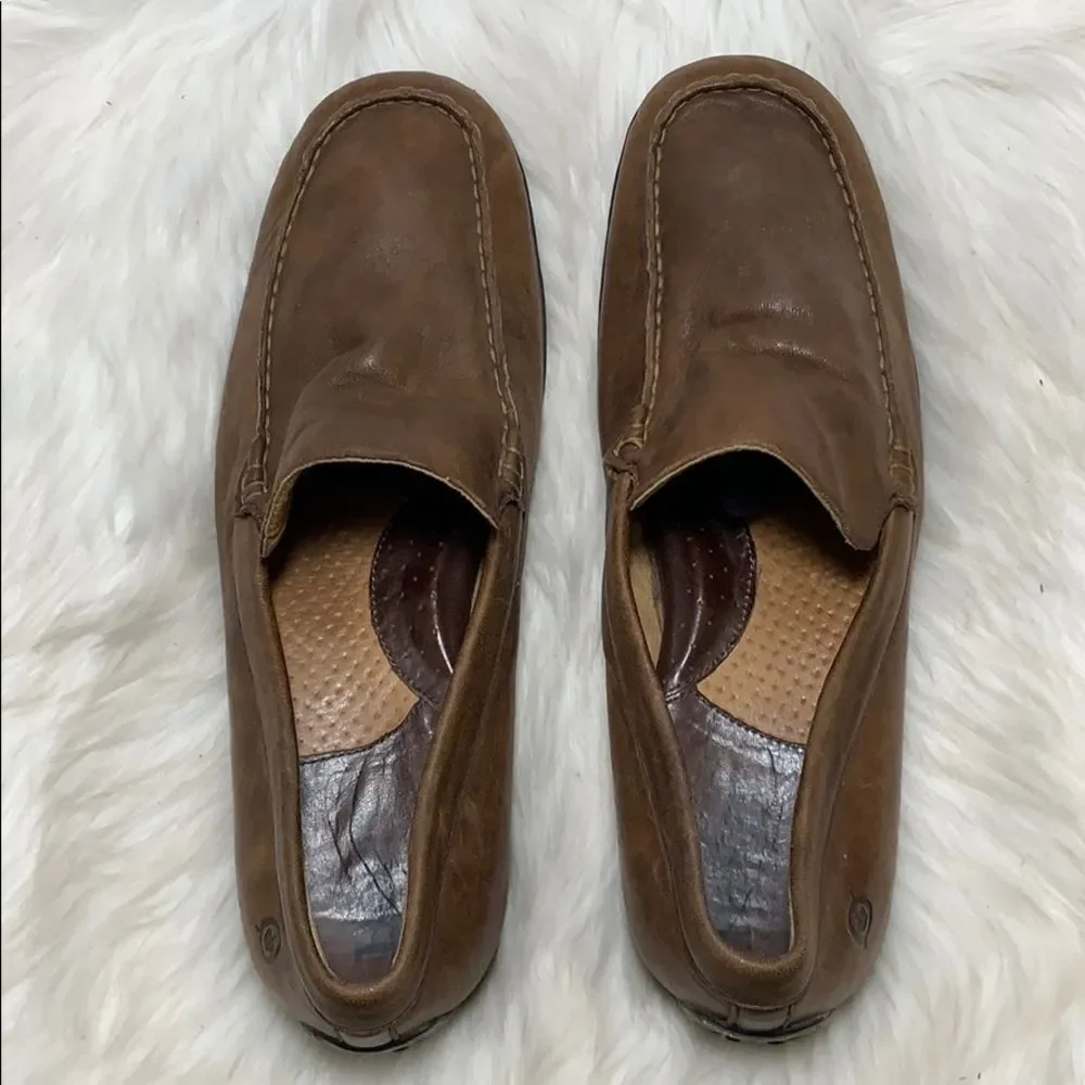 Born Mens Brown Kid Leather Slip‎ On Loafer Size 12